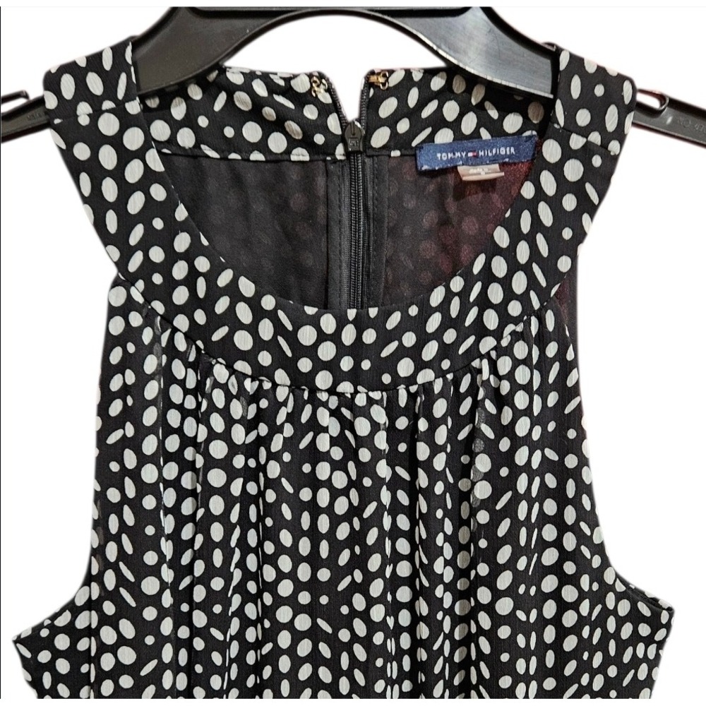 Tommy Hilfiger Womens Black White Polka Dot Halter Midi Dress Size 6 Chiffon - Picture 3 of 8